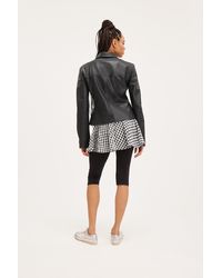 Monki - Waisted Faux Leather Zip Jacket - Lyst
