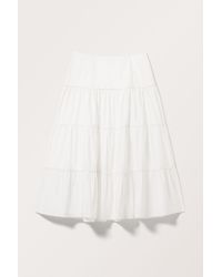 Monki - Tiered Midi Poplin Skirt - Lyst