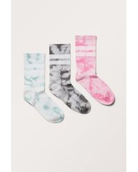 Monki - 3-pack Striped Tie-dye Socks - Lyst