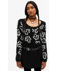 Monki - Fluffy Knitted Boat Neck Sweater - Lyst