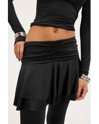 Monki - Ruffled Satin Mini Skirt - Lyst