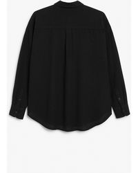 Monki - Black Linen Blend Shirt - Lyst