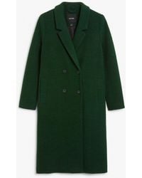 Monki Classic Double-breasted Coat - Green