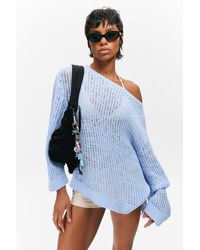 Monki - Loose Open-knit Side Slit Sweater - Lyst