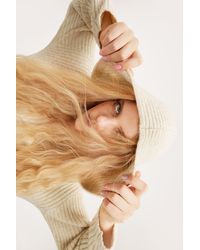 Monki - Rib Knit Wool Blend Hooded Sweater - Lyst