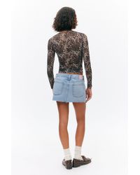 Monki - Long-sleeved Printed Mesh Top - Lyst