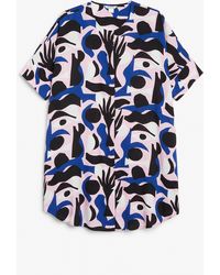 Monki - Cut-out Print Oversized Shirt Dress - Lyst