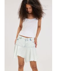 Monki - Asymmetric Denim Mini Skirt - Lyst