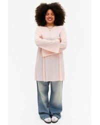 Monki - Long Sleeve Pleated Tunic Mini Dress - Lyst