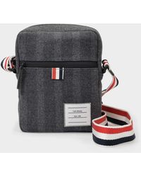 Thom Browne Camera Bag In Gray Wool