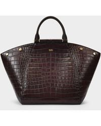 Max Mara Handbag Anita Medium In Brown Croc Embossed Leather - Multicolour