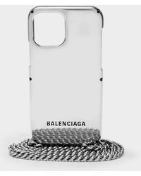 Balenciaga Metal Phone Case Mini Bag In Antique Silver Aluminium - Grey