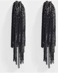 Helene Zubeldia Palace Clip Earrings With Cascade Chain In Black Aluminum