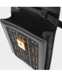 Balmain 1945 Smartphone Case In Khaki Monogram Jacquard - Black