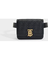Burberry Tb Bum Bag In Black Lamb Leather