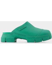 Ganni - Green Recycled Rubber Retro Mules - Lyst