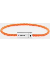 Le Gramme 7g Nato Cable Bracelet - - Bright Orange - Silver