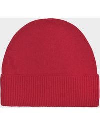 Eric Bompard Classic Hat In Rouge Gorge Cashmere - Red