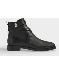 Burberry Monogram Motif Leather Ankle Boots - Brown