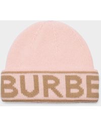 Burberry Cash Beanie In Pink Cashmere