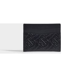 Burberry Sandon Card Case In Tb Monogramed Black Calfskin