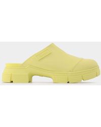 Ganni - Yellow Recycled Rubber Retro Mules - Lyst