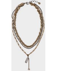Alexander McQueen Punk Short Necklace In Gold And Silver Brass - Metallic