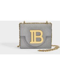 Balmain B-bag 18 In Silver Metallic Calfskin