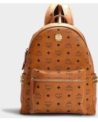MCM Stark Side Studs Medium Backpack In Cognac Synthetic Material - Brown