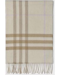 Burberry Giant Icon Scarf In White Cashmere