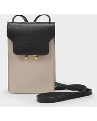 Marni Trunk Soft Vertical Bag In Beige And Black Leather