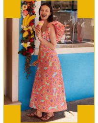 Monsoon - Sundress Women's Blue & Orange Cotton Printed Aryel Ruffle Maxi Dress, Size: Xl - Lyst