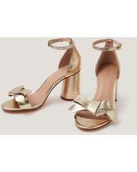Monsoon - Emer Bow Metallic Heels Gold - Lyst