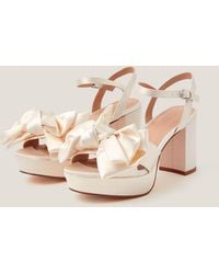 Monsoon - Alana Satin Platform Heels Ivory - Lyst