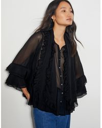 Monsoon - Anais Ruffle Blouse Black - Lyst