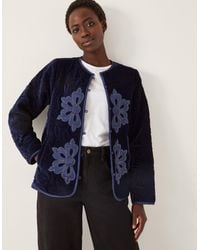 Monsoon - Delilah Embroidered Velvet Quilted Jacket Blue - Lyst