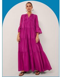 Monsoon - Devotion Twins Ocean Voile Maxi Dress Pink - Lyst