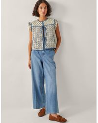 Monsoon - Judy Geometric Quilted Waistcoat Ivory - Lyst