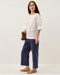 Monsoon - Ingrid Linen Top White - Lyst