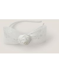 Monsoon - Rosette Bow Satin Hairband Ivory - Lyst