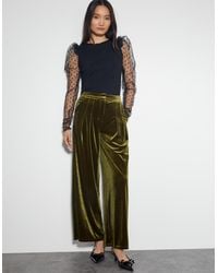 Monsoon - Valery Wide Leg Velvet Trousers Green - Lyst