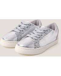 Monsoon - Glitter Metallic Trainers Silver - Lyst