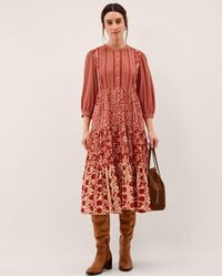 Monsoon - Palmer Floral Jersey Midi Dress Red - Lyst