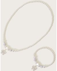 Monsoon - Flutter Butterfly Pearl Necklace And Bracelet Set - Lyst