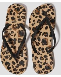 Monsoon - Leopard Print Flip Flops Natural - Lyst