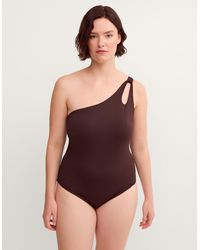Monsoon - Callie Thorpe X One-shoulder Shaping Swimsuit Brown - Lyst
