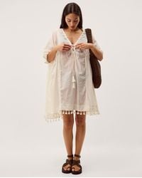 Monsoon - Astrid Tassel Embellished Mini Kaftan White - Lyst