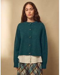 Monsoon - East Zoya Crew Neck Cardigan Teal - Lyst