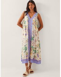 Monsoon - Kaia Floral Print Midi Dress Ivory - Lyst
