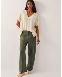 Monsoon - Jolie Short Linen Wide Leg Trousers Green - Lyst